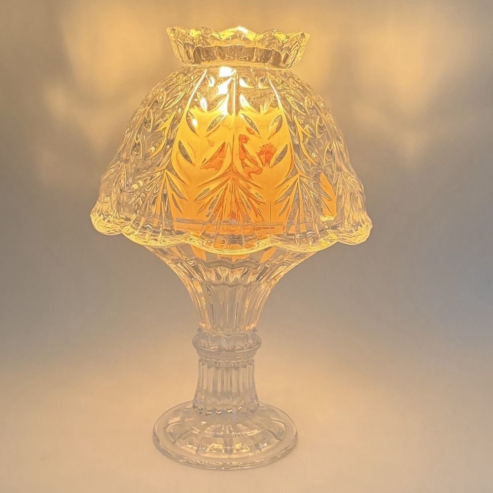 Fairy Lamp  Fifth‎ Avenue Portico Pattern Candle Holder Crystal Clear 9.25" VTG